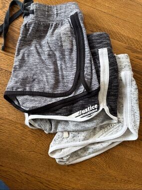 Justice Girls Gray & Black Dolphin Active Shorts 3 pairs